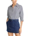 Simkhai Women's Harlowe Cotton Combo Denim Shirt Dress In Indigo Stripe Multi