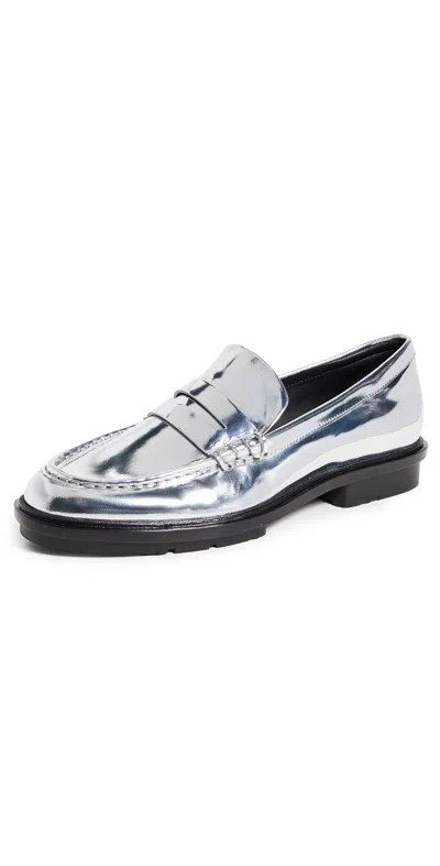 Simkhai Harper Metallic Lug Sole Loafers Silver