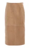 Simkhai Harrison Suede Midi Skirt In Brown