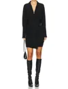 Simkhai Harvey Wrap-effect Merino Wool Mini Dress In Black