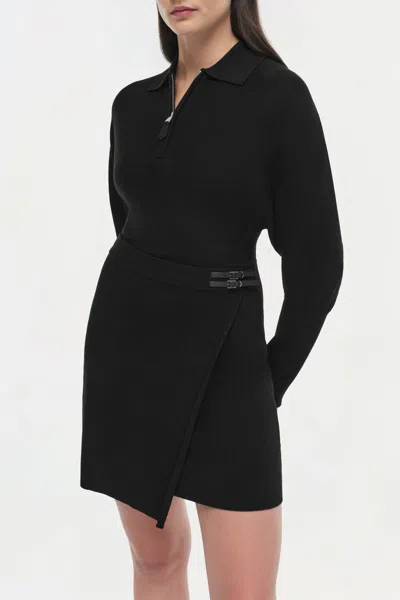 Simkhai Harvey Wrap-effect Merino Wool Mini Dress In Black