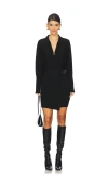 Simkhai Harvey Wrap-effect Merino Wool Mini Dress In 黑色