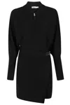 Simkhai Harvey Wrap-effect Merino Wool Mini Dress In Black