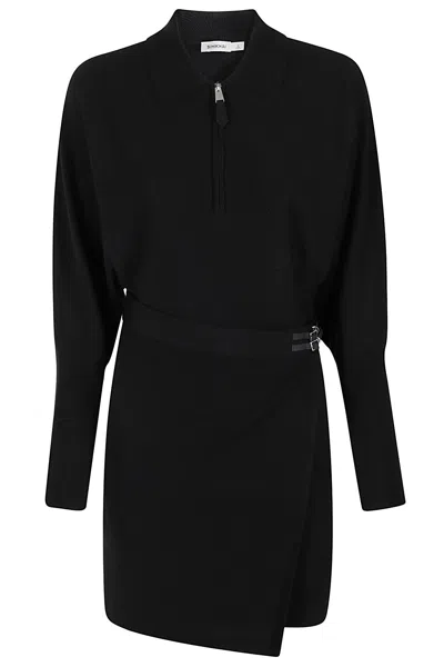 Simkhai Harvey Wrap-effect Merino Wool Mini Dress In Black