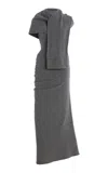 Simkhai Hathaway Asymmetric Wool Midi Dress In Grey