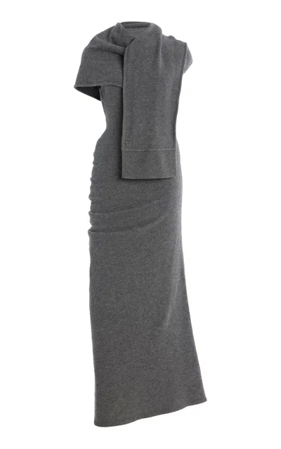 Simkhai Hathaway Asymmetric Wool Midi Dress In Grey
