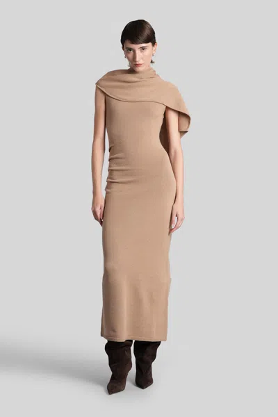 Simkhai Hathaway Long Dress In Camel Wool In Brown