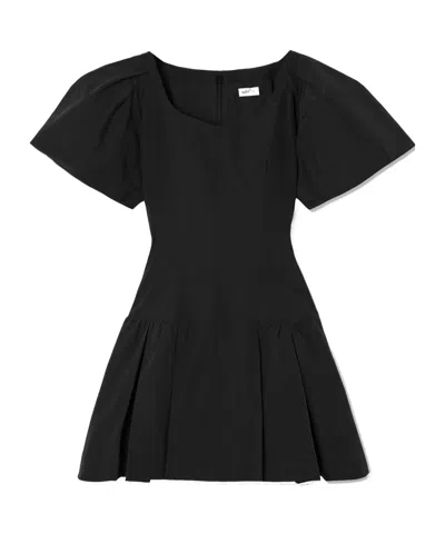 Simkhai Hattie Pleated Cotton-blend Faille Mini Dress In Black