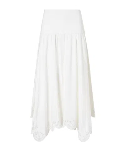 Simkhai Heaven Embroidered Linen-blend Midi Skirt In White