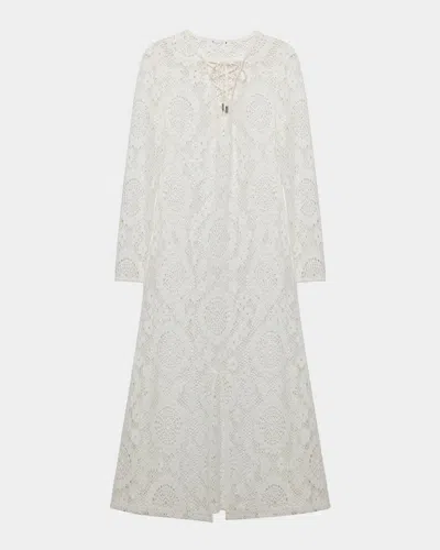 Simkhai Hawthorne Long-sleeve Lace Dress In White