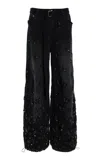 Simkhai Hayworth Embroidered Ufo Cotton Pants In Black