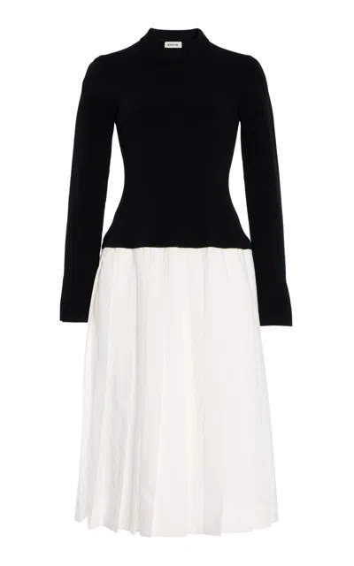 Simkhai Heather Belted Midi Dress In Black,white