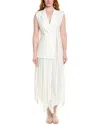 Simkhai Helena Pleated Wrap Dress In White