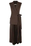 Simkhai Pleated Blazer Helena Midi Dress In Brown