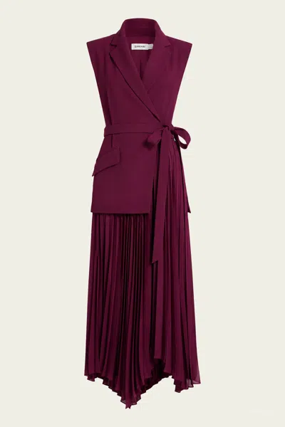 Simkhai Helena Combo Blazer Dress In Fig In Burgundy