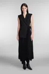 Simkhai Helena Layered Crepe And Chiffon Midi Wrap Dress In Black