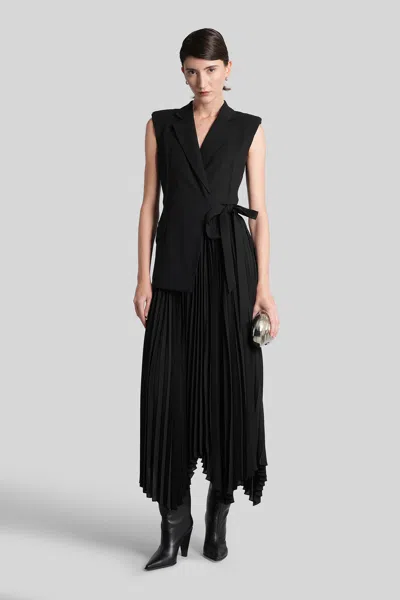 SIMKHAI HELENA LONG DRESS IN BLACK ACETATE