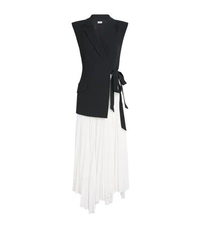 Simkhai Womens Black Multi Helena Combo Blazer Woven Midi Dress