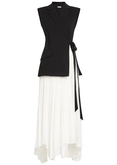 Simkhai Helena Tailored Blazer Crepe Maxi Wrap Dress In Black