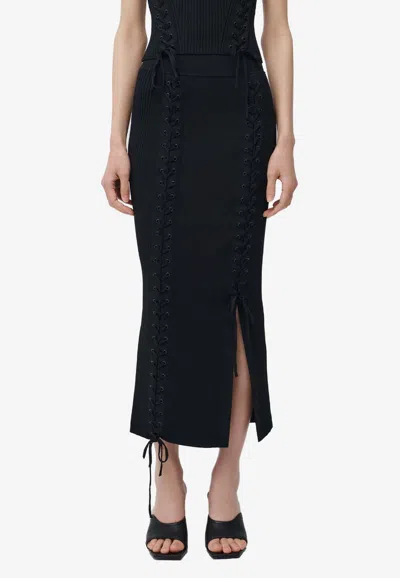 Simkhai Helix Lace-up Midi Skirt In Black
