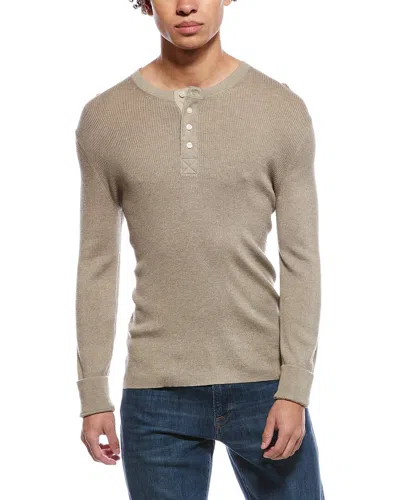 Simkhai Hezekiah Silk & Cashmere-blend Henley Shirt In Brown