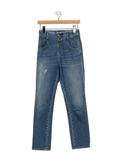 Pre-owned Simkhai High-rise Straight Leg Jeans In Blue