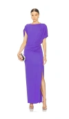 Simkhai Hollins Asymmetrical Cape Gown In 超级紫