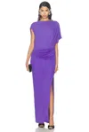Simkhai Hollins Asymmetrical Cape Gown In Ultraviolet