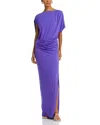 Simkhai Hollins Asymmetric Cape Gown In Ultra Violet In Ultraviolet