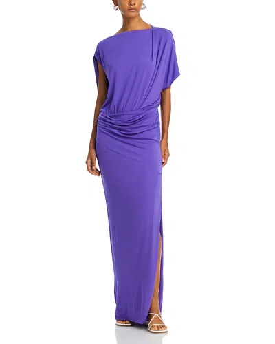 Simkhai Hollins Asymmetric Cape Gown In Ultra Violet In Multi