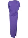 Simkhai Hollins Asymmetric Cape Gown In Ultra Violet In Purple