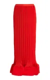 Shop Simkhai Hollis Crinkled Satin Midi Skirt In Red