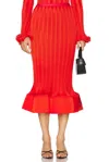 Simkhai Hollis Crinkled Satin Midi Skirt In Red