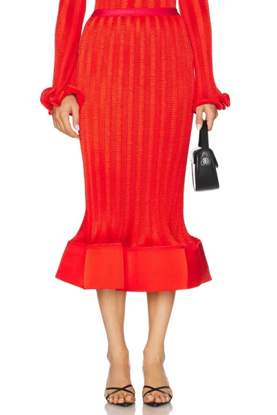 SIMKHAI HOLLIS MIDI SKIRT IN FIERY RED