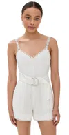 SIMKHAI HOLLOWAY V NECK ROMPER WITH BELT WHITE