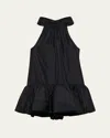 Simkhai Hope Taffeta Bow Tie Mini Dress In Black
