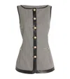 Simkhai Cressida Checked Faux Leather-trimmed Vest