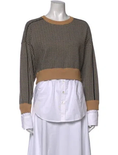 Pre-owned Simkhai Houndstooth Print Crew Neck Top In Multicolor