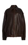 Simkhai Huntington Oversized Lambskin Jacket In Brown