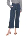 Simkhai Hyra Buttoned Vent Deep Indigo Cropped Jean In Blue