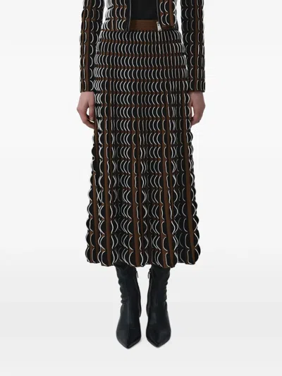 Simkhai Ike Geometric-pattern Pleated Skirt In Brown