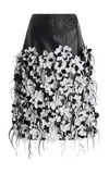 Simkhai Imogen Floral-appliquéd Vegan Leather Midi Skirt In White