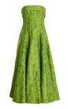 Simkhai Imogen Jacquard Strapless Midi Dress In Green
