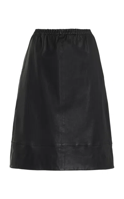Simkhai Imogen Leather Midi Skirt In Black
