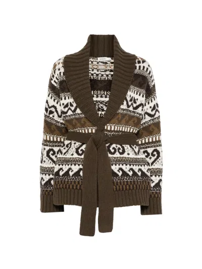 Simkhai Ines Fair Isle Cardigan In Brown