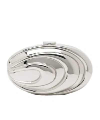 Simkhai Inez Metallic Clutch In Silver