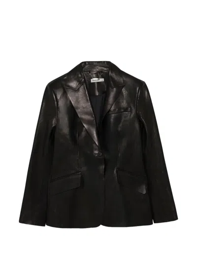 Simkhai Iressa Leather Blazer In Black