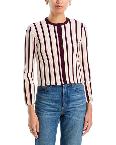 Simkhai Iris Crewneck Cardigan Sweater In White