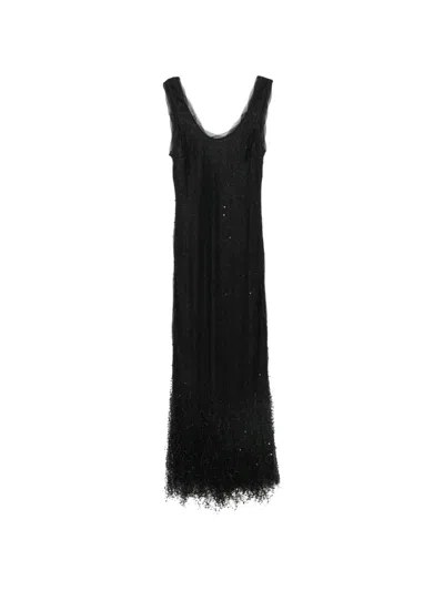 Simkhai Irisa Beaded Fringe Lace Midi Dress In Black