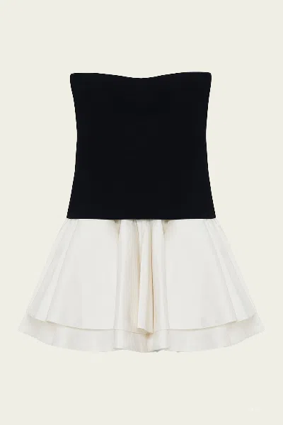 SIMKHAI ISABELLE TAFFETA KNIT MINI DRESS IN BLACK MULTI